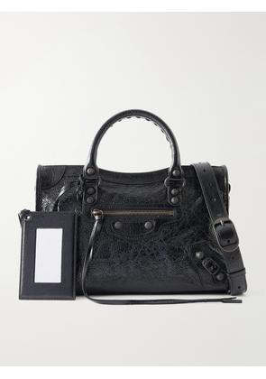 Balenciaga - Le City Small Embellished Crinkled-leather Shoulder Bag - Black - One size