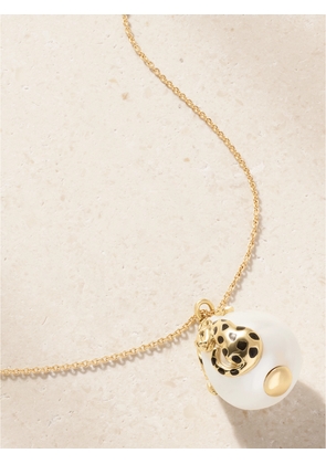 Yvonne Léon - Belle De Nuit 9-karat Gold, Diamond, Pearl And Enamel Necklace - White - One size