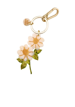 Solar Eclipse Hand-painted Vintage Daisy Stem Bag Charm & Keychain in Ivory.
