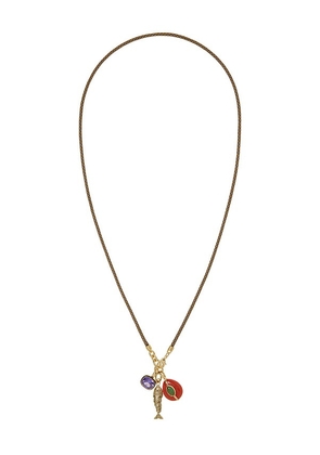 Roxanne Assoulin The Cubic Triple Charm Cord Pendant Necklace in Multi.