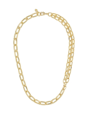 Roxanne Assoulin The Paperclip Double Chain Necklace in Metallic Gold.
