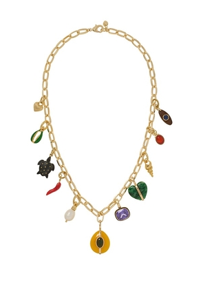 Roxanne Assoulin The Multi Charm Chain Necklace in Metallic Gold.