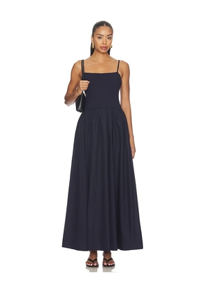 Susana Monaco Poplin String Drop Waist Maxi Dress in Navy. Size XS. Also in S, M, L, XL.
