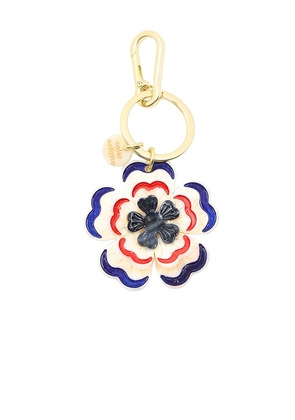 Solar Eclipse Hand-Painted Americana Flower Bag Charm & Keychain in White.