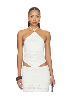 SEVEN WONDERS Wrenley Halter Tie Knit Top in White. Size XS. Also in S, M, L, XL.