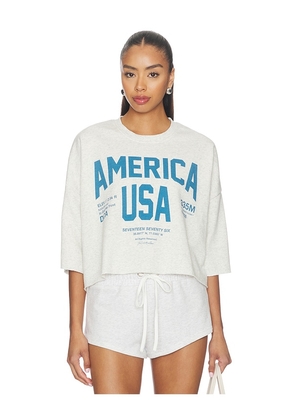 The Laundry Room Welcome To America Crop Jumper in Grey. Size XS. Also in S, M, L, XL.