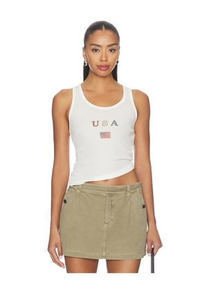 The Laundry Room Lil Usa Flag Rib Tank in White. Size S. Also in M, L.