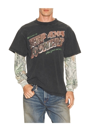 Philcos Jeep 4X4 Country Layered Tee in Black. Size S. Also in M, L, XL/1X.