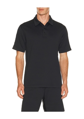Reigning Champ Solotex Mesh Tiebreak Standard Polo in Black. Size S. Also in L, M, XL/1X, XXL/2X.