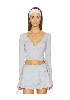 WellBeing + BeingWell Loungewell Light Turner Wrap in Grey. Size XXS. Also in XS, S, M, L, XL.