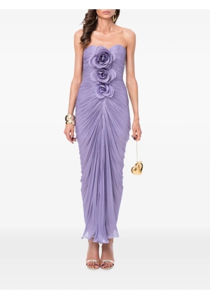 Ana Radu floral-appliqué ruched maxi dress - Purple