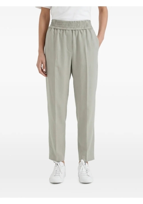 Brunello Cucinelli elasticated-waistband cropped trousers - Green