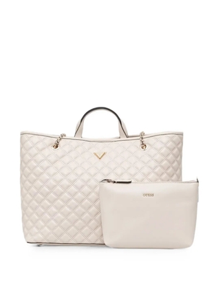 GUESS USA quilted logo-plaque tote bag - Neutrals