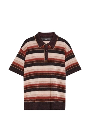 AMIRI striped glitter-effect polo shirt - Brown