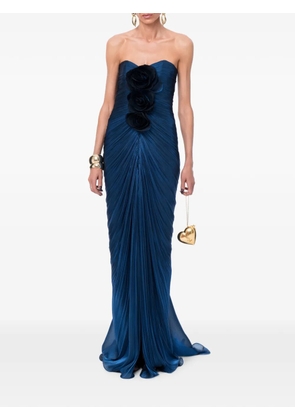 Ana Radu floral-applique ruched maxi dress - Blue