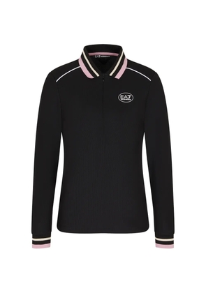 Ea7 Emporio Armani logo-print zip-up polo shirt - Black