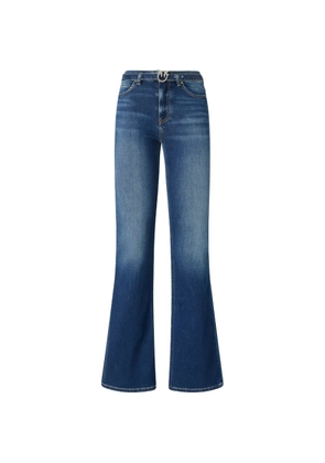 PINKO Love Birds buckle flared jeans - Blue
