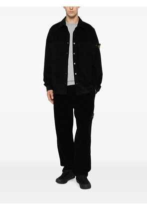 Stone Island corduroy-texture logo-patch shirt - Black
