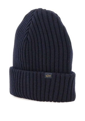 Paul & Shark ribbed logo-label beanie - Blue