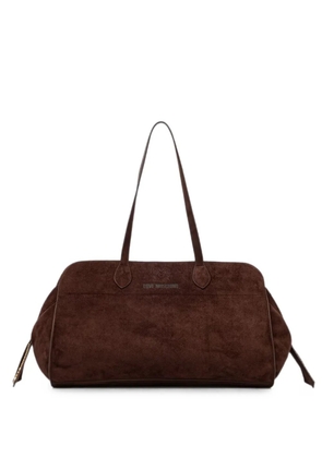 Love Moschino logo-lettering suede tote bag - Brown