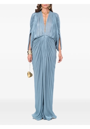 Ana Radu plissé-effect draped maxi dress - Blue