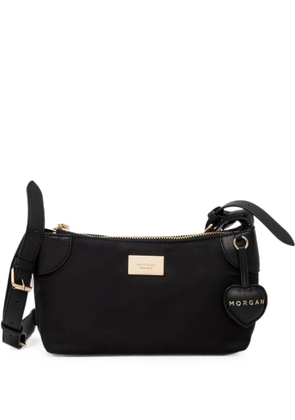 Morgan heart-charm logo-plaque shoulder bag - Black
