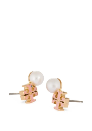 Tory Burch Moondance logo pearl earrings - Gold
