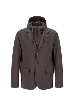 Herno hooded melange-effect blazer - Brown