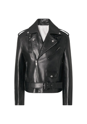 Thom Browne belted leather biker jacket - Black