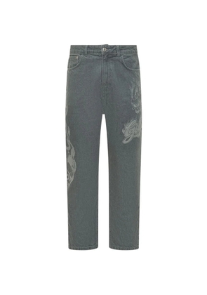 GCDS flame-detail jeans - Grey
