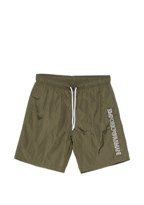 Emporio Armani logo-embroidered drawstring swim shorts - Green