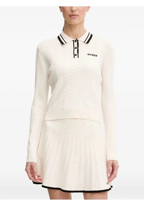GUESS USA cable-knit polo-collar sweater - White