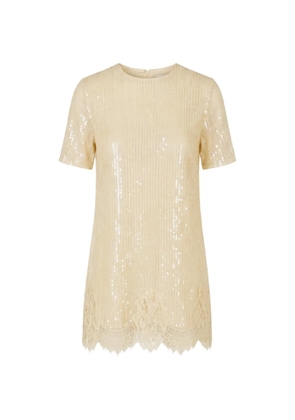 Monse sequin-embellished lace-trim mini dress - Yellow