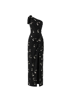 Monse cherry-embroidered one-shoulder maxi dress - Black