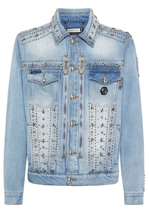 Philipp Plein star-stud embellished denim jacket - Blue