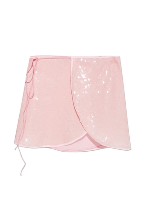 Oséree Marylin sequin-embellished wrap-style min skirt - Pink