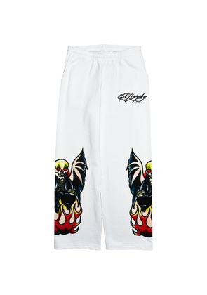 Ed Hardy rhinestone-embellished baggy track pants - White