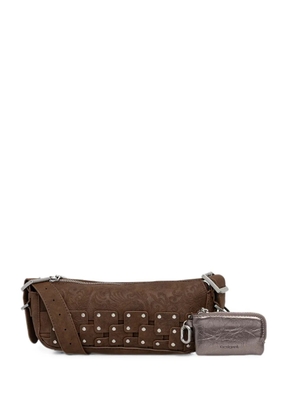 Desigual embossed studded shoulder bag - Brown