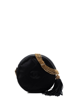 CHANEL Pre-Owned 1986-1988 CC Quilted Satin Tassel Round shoulder bag - Black
