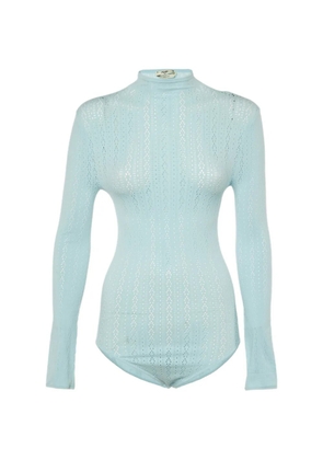 Fendi Pre-Owned mesh long-sleeve bodysuit - Blue