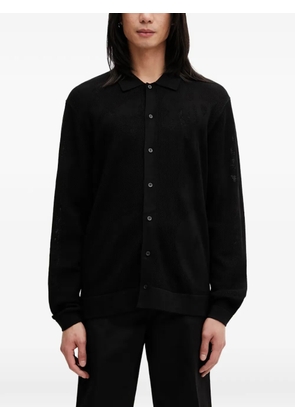 Filling Pieces Breaking Bread logo-jacquard mesh cardigan - Black