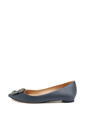 Manolo Blahnik Hangisi crystal-buckle ballet flats - Grey