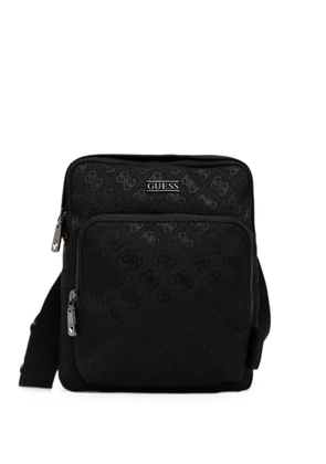 GUESS USA Boston monogram-pattern zip-fastening messenger bag - Black