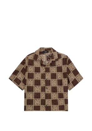 AMIRI MA checker mesh os camp shirt - Brown
