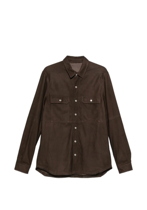 Rick Owens leather press-stud shirt - Brown