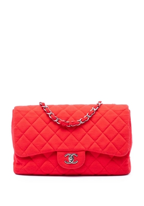 CHANEL Pre-Owned 2009-2010 Jumbo Classic Jersey Single Flap shoulder bag - Red