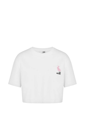 Love Moschino embroidered cotton jersey T-shirt - White