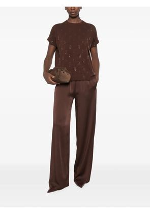 Fabiana Filippi bead-embellished short-sleeve sweater - Brown