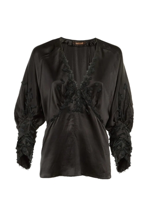 Roberto Cavalli Vintage floral appliqué-detail blouse - Black