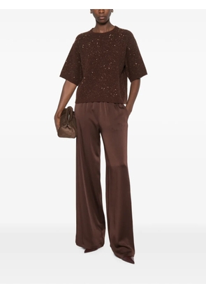 Fabiana Filippi sequin-embellished short-sleeve sweater - Brown